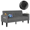 AILEEKISS 62" Loveseat Couches Upholstered Fabric Linen Love Seat Sofas Couch with 2 USB, Cup Holders, Side Pocket, Modern Tufted Sofa for Living Room, Office, Bedroom, Apartment (2-Seat, Dark Grey) view 1