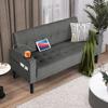 AILEEKISS 62" Loveseat Couches Upholstered Fabric Linen Love Seat Sofas Couch with 2 USB, Cup Holders, Side Pocket, Modern Tufted Sofa for Living Room, Office, Bedroom, Apartment (2-Seat, Dark Grey) view 2