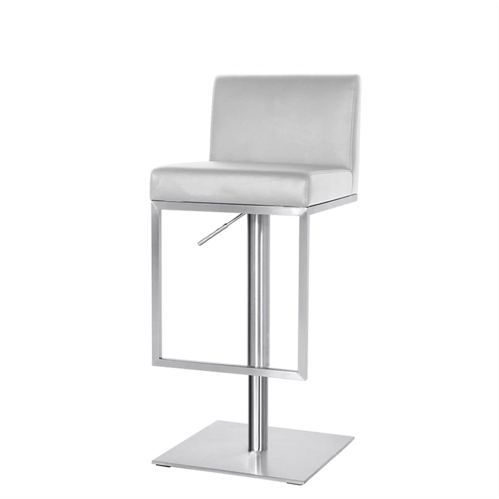 ZDXY High Back Bar Stool, Adjustable Height Kitchen Swivel Chair, PU Leather Stainless Steel with Footrest, Suitable for Kitchen Island, Dining Room, Leisure, Counter (Black, White) (Color : White)