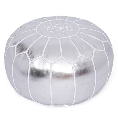 Marrakesh Gallery Handmade Faux Leather Round Pouf Unstuffed - Moroccan Ottoman Footstool, Footrest Cover - Boho Decor - Bohemian Living Room, Bedroom, Kids Room, Gift & Wedding