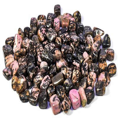 30PCS Multicolor Rhodonite w/Black Psilomelane Dendrites Cabochon Small Pebbles Polished Rose Pink Black Natural Gemstone Crystal Mineral Tumbled Stone Specimens - Brazil