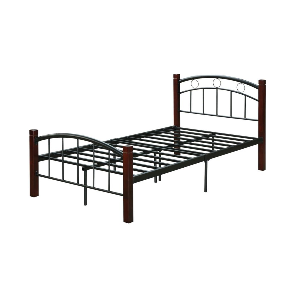 Contemporary Home Living 79" Black and Mahogany Brown Platform Bed - Twin Size