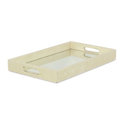 Labai White Gold Shagreen, Mirrored Tray (FP-3986WTGD)