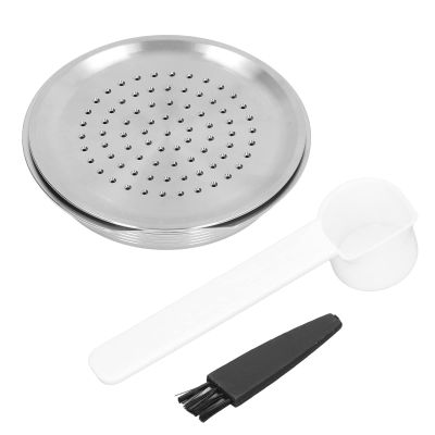 Refillable Coffee Pod, Stainless Steel Reusable Coffee Powder Capsule with Brush Spoon for Senseo HD7801 HD6592