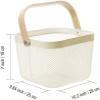 AJIODA Metal Mesh Steel Basket, Storage Organizer Basket Multi-functional Hanging Kitchen Baskets Fruit Basket Bin with Bamboo Handle for Kitchen Bathroom Picnic Shopping Decor Cabinet Home, Beige view 4