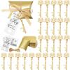 100 Sets Vintage Key Bottle Opener Wedding Favors, Wedding Party Souvenir Gift for Guests with Thank You Tag Card Pillow Candy Box and Satin Ribbon (Gold) view 1