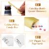 100 Sets Vintage Key Bottle Opener Wedding Favors, Wedding Party Souvenir Gift for Guests with Thank You Tag Card Pillow Candy Box and Satin Ribbon (Gold) view 3