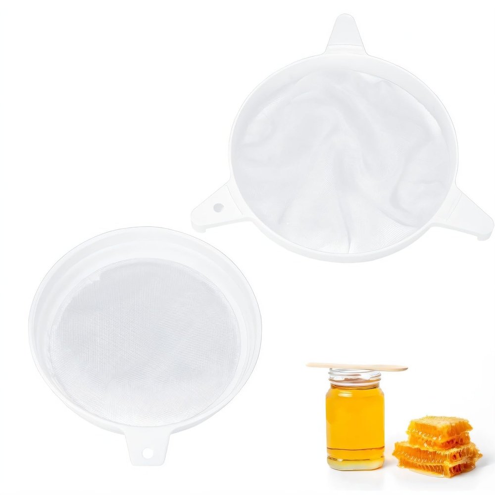 Honey Strainer Plastic Double Sieve, Beekeeping Equipment Filter Reusable Honey Extractor Mesh Filter Honey Strainer Kit