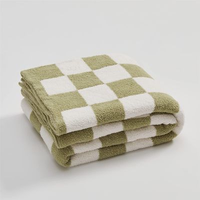 GYROHOME Green Retro Chessboard Design Sofa Slipcover,Throw Blanket for Chair,Bed,Sofa,Suitable for All Seasons,51x62inch