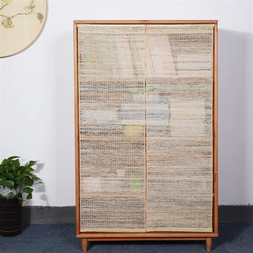 Liveinu Ramie Cabinet Curtains for Kitchen Waredore Bathroom Dust Proof Curtain for Shelves Wall Panel Hanging Doorway Noren Hook & Loop Install 18.5" W x 54" H | 2 Panels Nature
