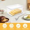 Butter Dish with Lid, 30oz Butter Case Plastic Butter Dish Butter Box Keeper with Butter Cutter Rectangle Butter Holder Container Food Storage Box view 2