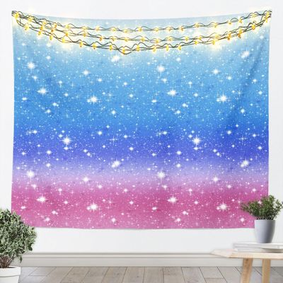 Erosebridal Girls Rainbow Stars Tapestry Small 51X59 Pink Blue Pastel Ombre Tapestries,Glitter Galaxy Tapestry Wall Hanging Sparkle Twinkle Starlight Wall Tapestry Cute Bedroom Dorm Decor