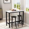 AWQM 39.3" Bar Table Set of 2,Faux Marble Pub Height Table and Chairs Set of 2 with Upholstered Stools,3 Piece Bar Table and Chairs Set Dining Table Set for Living Room,Kitchen,Bar,White & Brown view 2