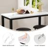 AWQM 39.3" Bar Table Set of 2,Faux Marble Pub Height Table and Chairs Set of 2 with Upholstered Stools,3 Piece Bar Table and Chairs Set Dining Table Set for Living Room,Kitchen,Bar,White & Brown view 4