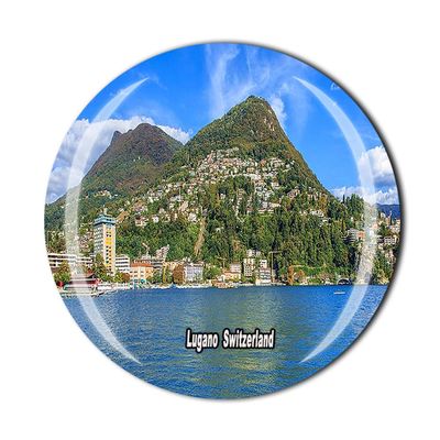 Lugano Switzerland Fridge Magnet Crystal Tourist Souvenir Gift Collection Refrigerator Magnetic Sticker