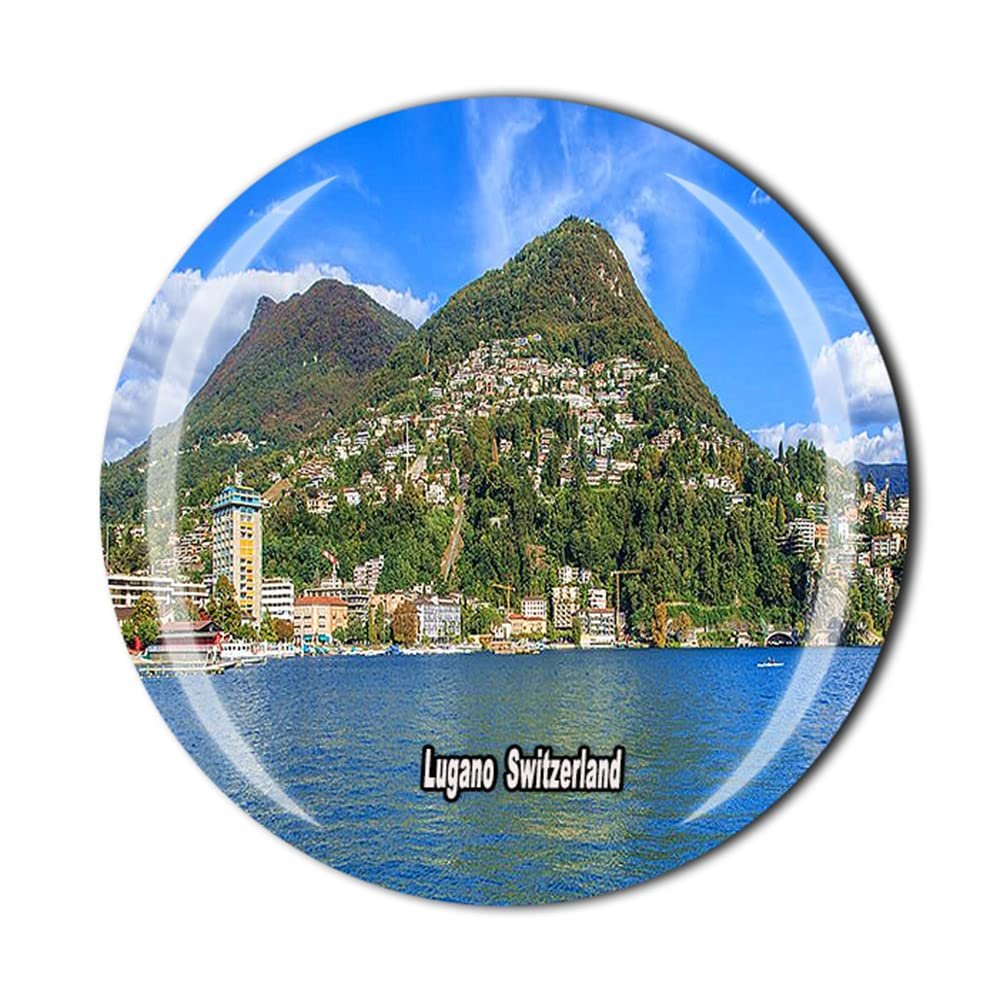Lugano Switzerland Fridge Magnet Crystal Tourist Souvenir Gift Collection Refrigerator Magnetic Sticker