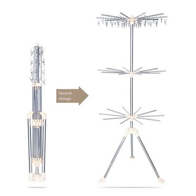 XXZY Floor Coat Rack Coat Stand Metal Floor Folding Clothes Rack Installation-Free Ready to Use Windproof Design Clothes Rack Balcony Bedroom Practical and Perfect Decoration