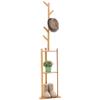 XXZY Floor Coat Rack Coat Rack, 2 in 1 Bamboo Wooden Coat Tree Hall Tree with 2 Shelves, Free Standing Coat Stand for Entryway, Hallway Practical and Perfect Decoration view 1