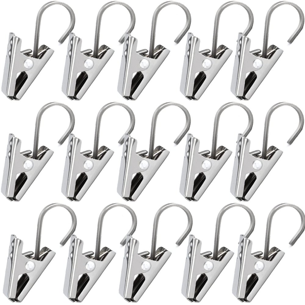 20 Pieces Curtain Clips Hooks Stainless Steel Wide Flat Patio String Lights Hanger for Window Door Shower Curtain Photos Art Craft Display,a