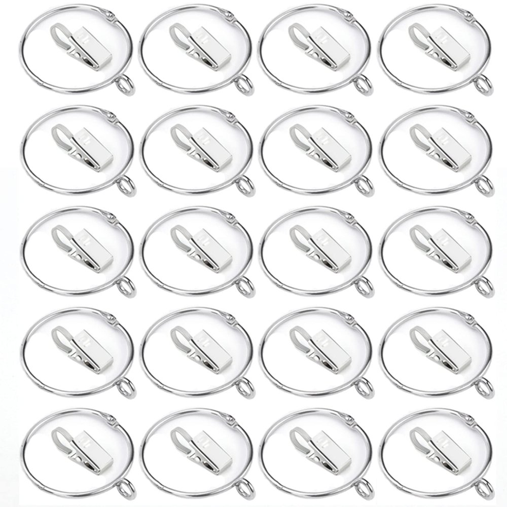 20 Pieces Curtain Clips Hooks Stainless Steel Wide Flat Patio String Lights Hanger for Window Door Shower Curtain Photos Art Craft Display,38mm