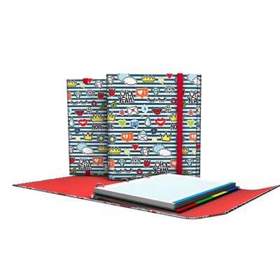 Grafopls 88212656-4 Ring Binder with Flap, A4, Rubber Closure, Includes Replacement and Separators, Carpeplus, Stickers Collection, Crown