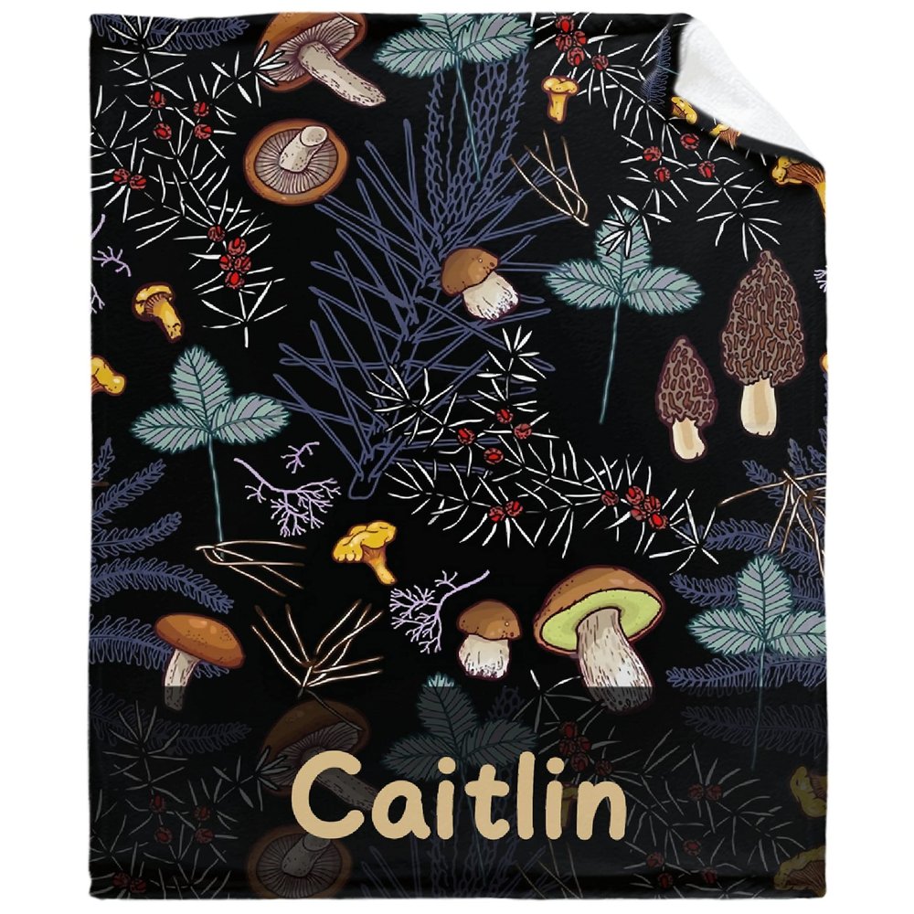 ARTIEMASTER Customized Dark Wild Forest Mushrooms Gift Blanket Soft and Lightweight Flannel Throw Suitable for Use in Bed, Living Room and Travel 120"x90" for Family