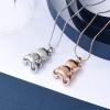 constantlife Teddy Bear Cremation Jewelry Ashes Heart Urn Necklace for Men Women Stainless Steel Memorial Ash Holder Funeral Keepsake Pendant (2Pcs-Silver+Rose Gold) view 3