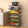 Kitchen Storage Baskets with Tabletop, 6 Tier Stackable Metal Wire Baskets Fruit Vegetable Storage Utility Cart for Pantry, Garage view 1