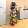 Kitchen Storage Baskets with Tabletop, 6 Tier Stackable Metal Wire Baskets Fruit Vegetable Storage Utility Cart for Pantry, Garage view 2
