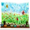 (D) Glass Menorah in Blue and Green Judaica Holiday Decor 12'' for Home view 1