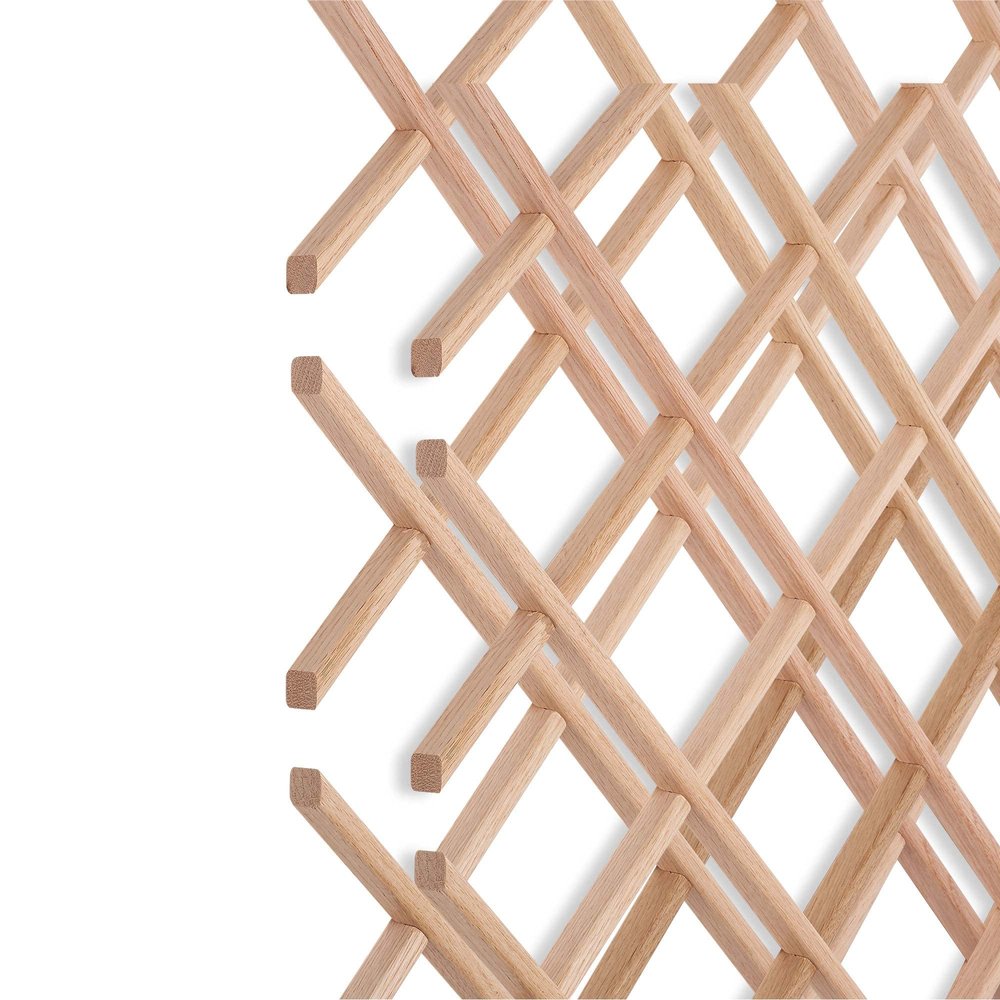14-Bottle Trimmable Wine Rack Lattice Panel Inserts in Unfinished Solid North American Red Oak