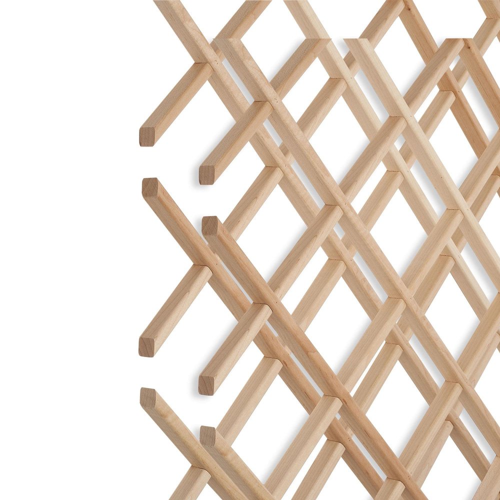 18-Bottle Trimmable Wine Rack Lattice Panel Inserts in Unfinished Solid North American Hard Maple