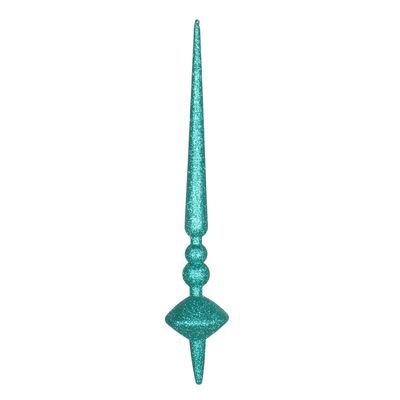 Vickerman M183442G 18 in. Teal Glitter Cupola Finial Ornament 2 per Bag