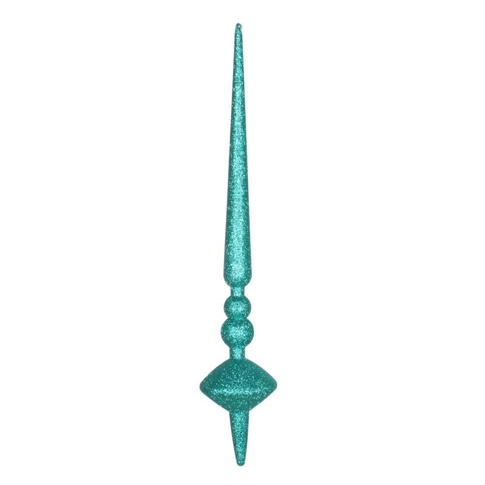 Vickerman M183442G 18 in. Teal Glitter Cupola Finial Ornament 2 per Bag