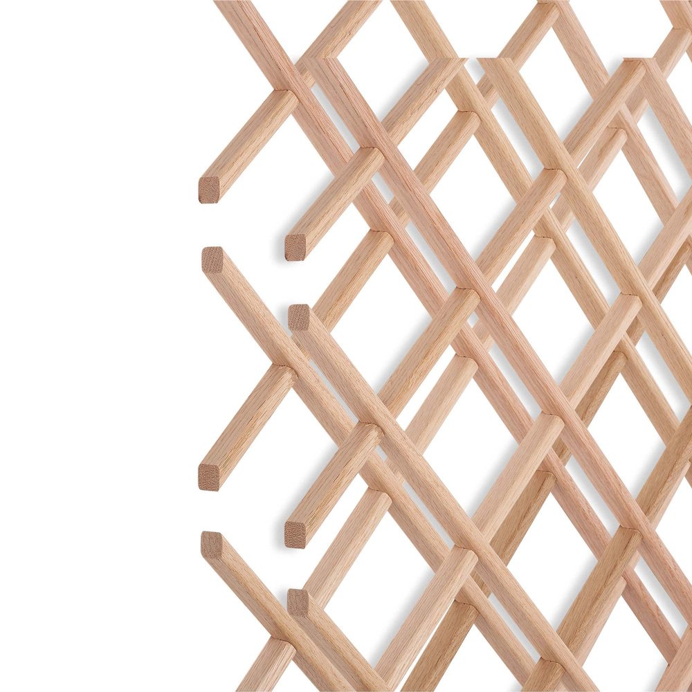 28-Bottle Trimmable Wine Rack Lattice Panel Inserts in Unfinished Solid North American Red Oak