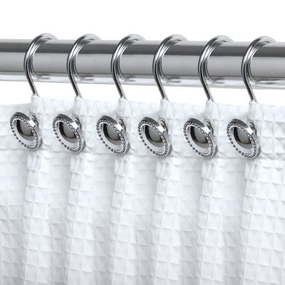 2.3 x 2.3 in. Shower Curtain Rings Hooks for Bathroom, Chrome - Set of 12