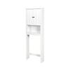 Bathroom Over The Toilet Storage Cabinet, 3-Tier Shelves Adjustable Organizer Tall Free Standing Rack with 2 Doors White view 1