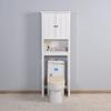 Bathroom Over The Toilet Storage Cabinet, 3-Tier Shelves Adjustable Organizer Tall Free Standing Rack with 2 Doors White view 2