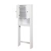 Bathroom Over The Toilet Storage Cabinet, 3-Tier Shelves Adjustable Organizer Tall Free Standing Rack with 2 Doors White view 4