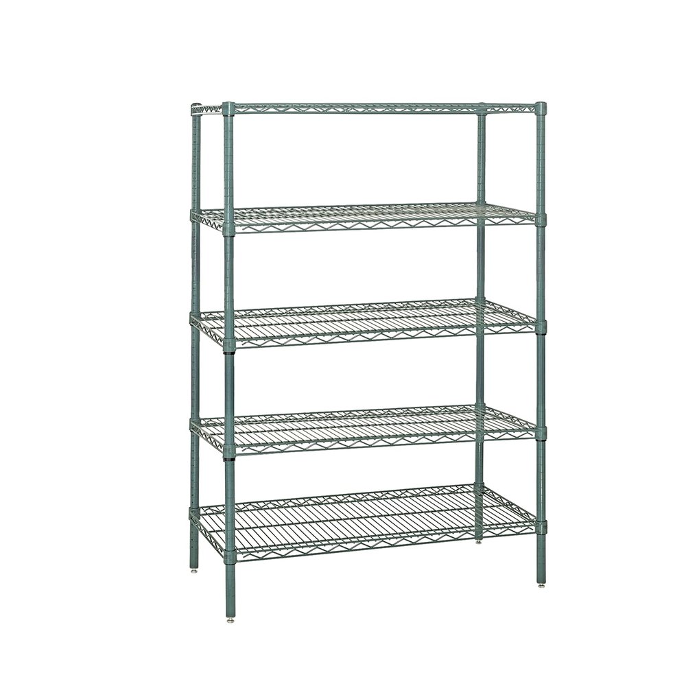 Quantum Storage Systems WR63-1848P-5 Starter Kit Wire Shelves Green Epoxy 5 Shelves 63" H x 48" W x 18" D