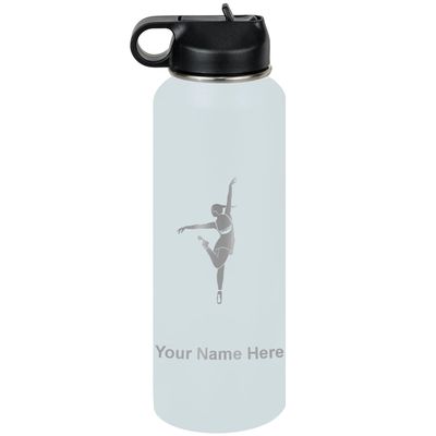 LaserGram Personalized Water Bottle, Dancing Girl, Stainless Steel Double Wall Vacuum Insulated with Flip Top Straw, Custom Engraved Gift (40oz / 1180ml Light Blue)