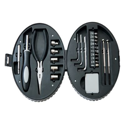 Creative Gifts International 24 Piece Tool Set | Tire Shaped Case | Compact Tool Kit | Screwdrivers Sockets Hex Keys | 2.25" X 6.25" | Gift Box Included