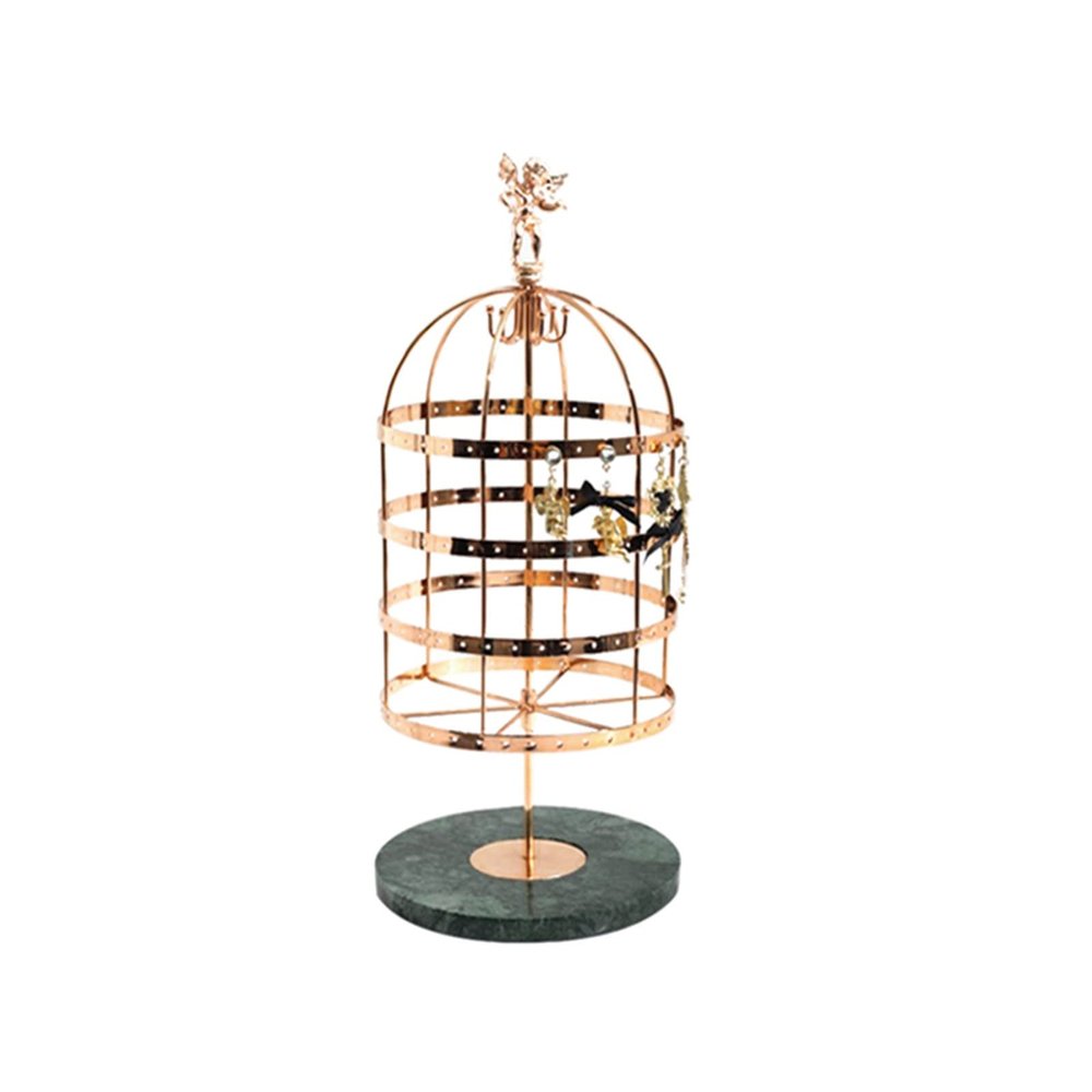 XIANGGUI 1983 Jewelry Towers Bird Cage Rotating Jewelry Organizer Earring Holder Stand Earring Tree Tabletop Metal Display Rack for Women and Girl Jewelry Boxes (Color : C)
