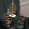 XIANGGUI 1983 Jewelry Towers Bird Cage Rotating Jewelry Organizer Earring Holder Stand Earring Tree Tabletop Metal Display Rack for Women and Girl Jewelry Boxes (Color : C) view 3