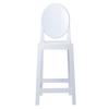 2xhome 25" Counter Height Bar Stool | Oval Back Ghost Chair | Armless Polycarbonate Stool with Footrest for Kitchen Island & Dining (White) view 4