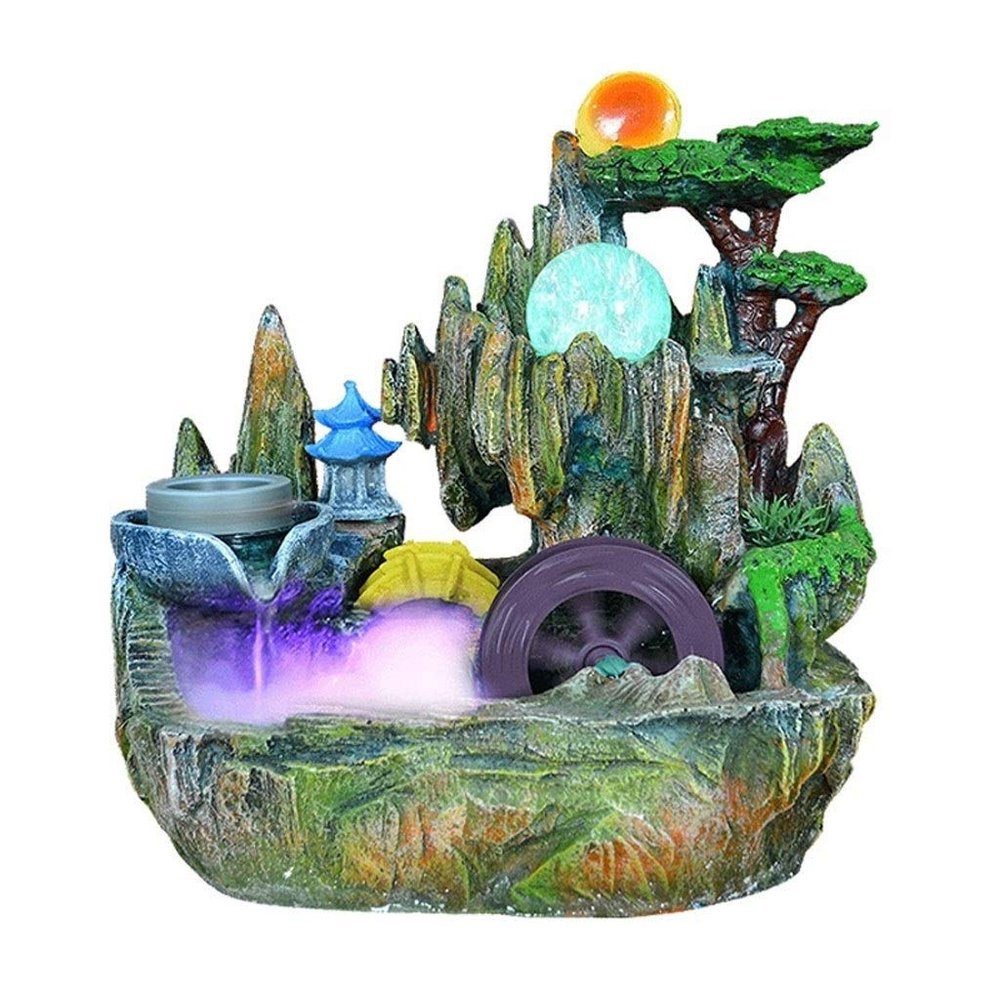 Tabletop Fountain Tabletop Fountain Resin Desktop Fountain Rockery Running Water Waterfalls Water View Decoration 11.03 Inches High Best Office Home Decor