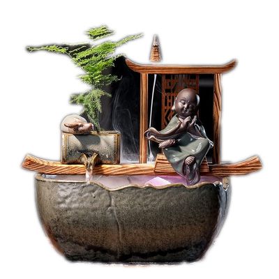 Tabletop Fountain Tabletop Fountain Retro Ceramic Flowing Water Indoor Fountain for Home Desktop Landscape Decoration, Lucky Jewelry Best Office Home Decor (Color : C)
