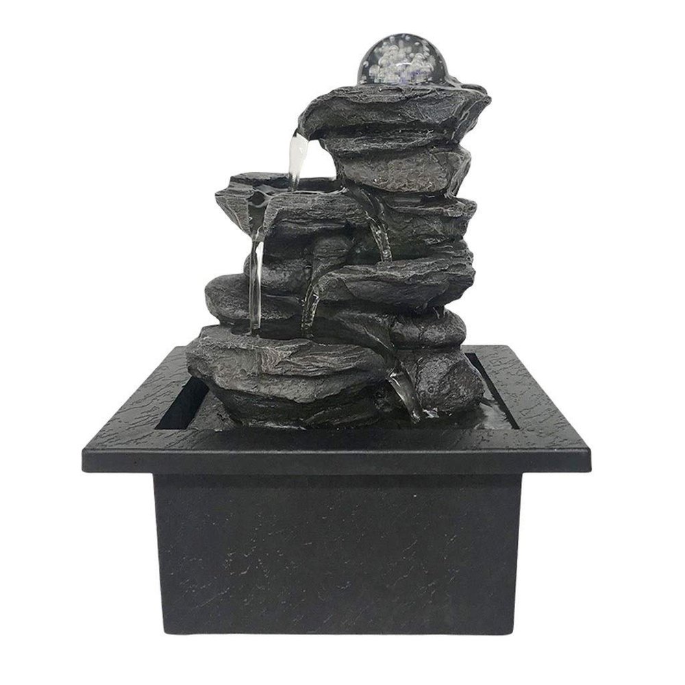 WDBB Tabletop Fountain Tabletop Fountain Resin 3-Tier Desktop Fountain 8.27 Inches High Indoor Portable Tabletop Decor Zen Meditation Waterfall Best Office Home Decor