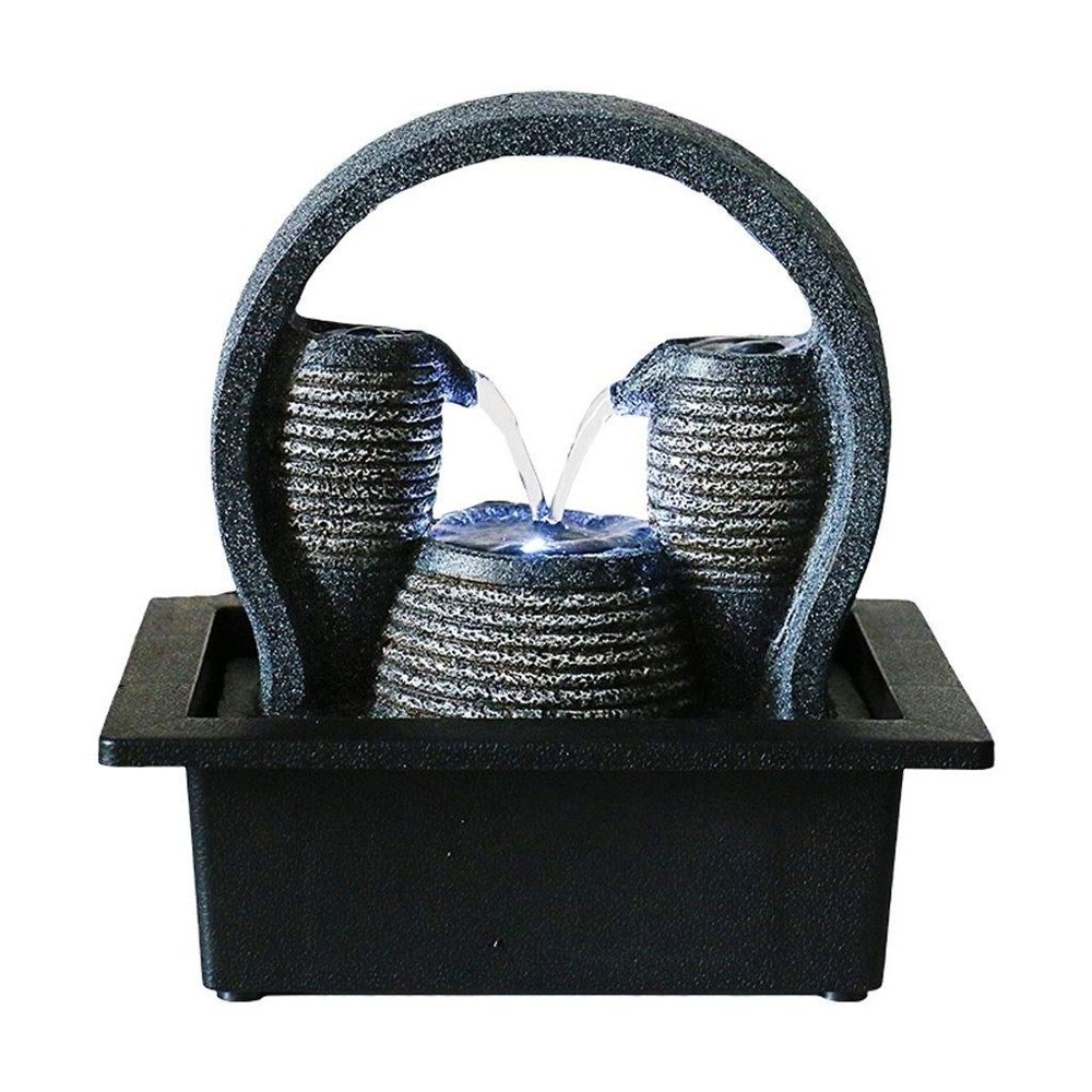 Tabletop Fountain Tabletop Fountain Resin 2-Tier Desktop Fountain 9 Inches High Feng Shui Waterfall Tabletop Fountain Water View Decor Best Office Home Decor