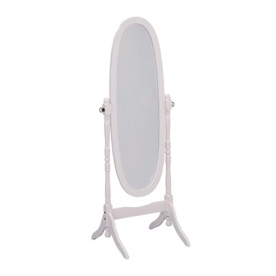 HomeRoots Wood Classic White Finish Cheval Standing Oval Mirror